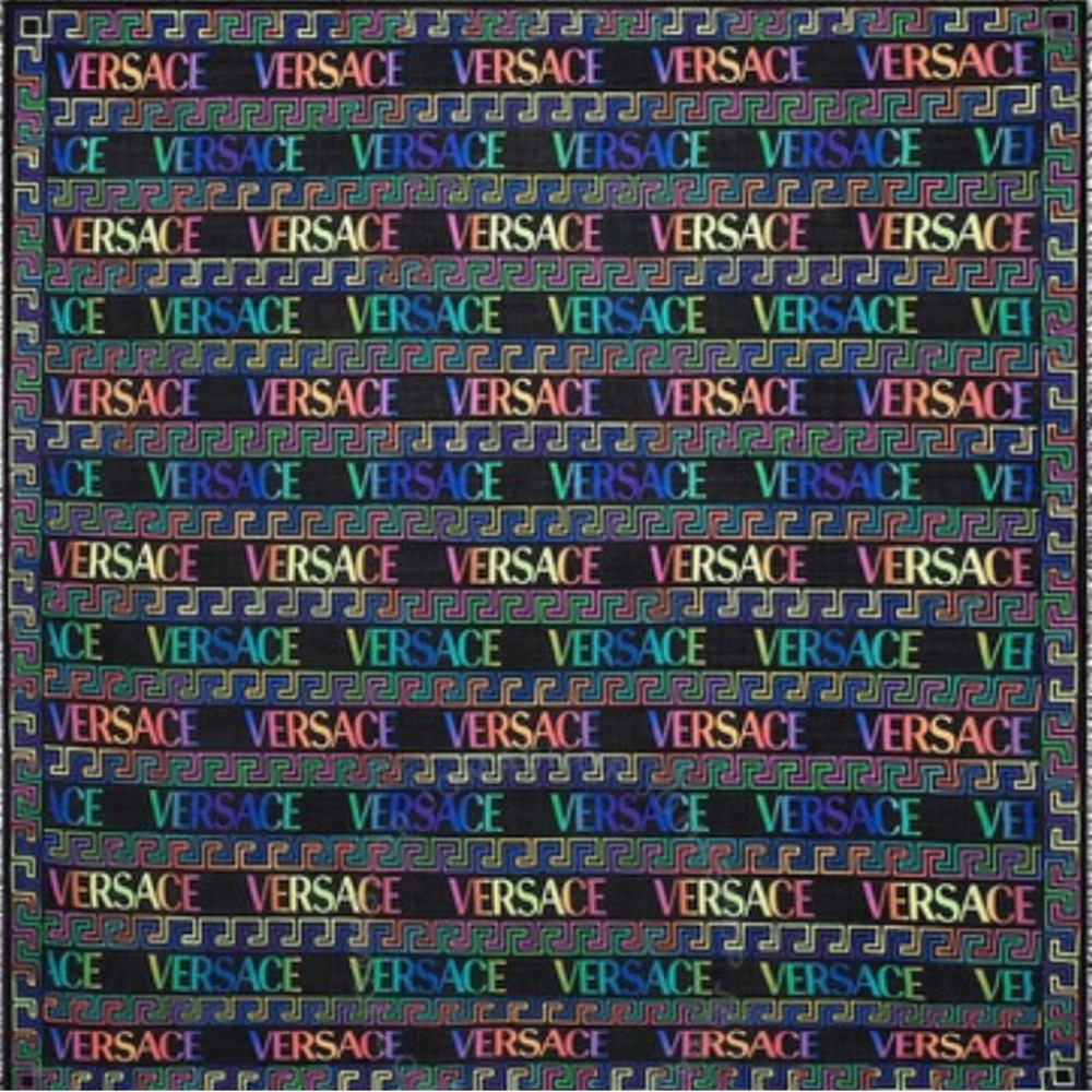 Versace - Ladies Black/Multicolor Print Wool Scarf